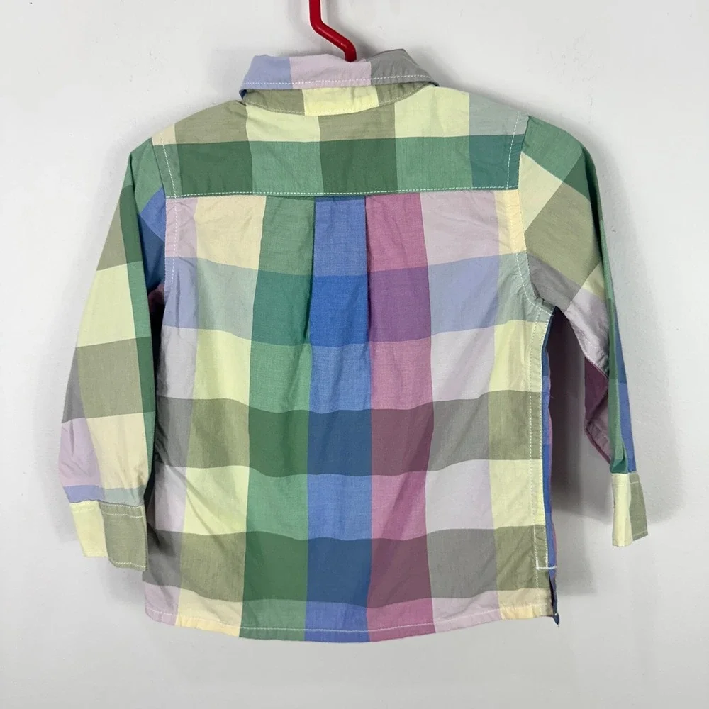baby GAP Shirt 18-24 Months‎ Madras Plaid Cotton Button Down Preppy Spring